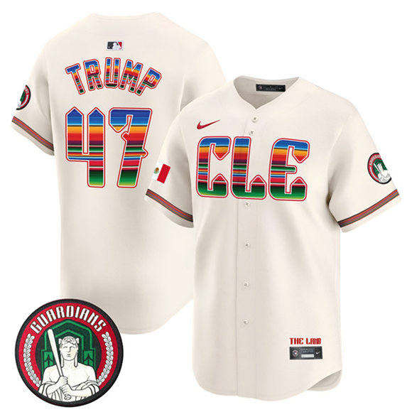 Cleveland Guardians #47 Donald Trump Cream Mexico Vapor Premier Limited Stitched Baseball Jersey