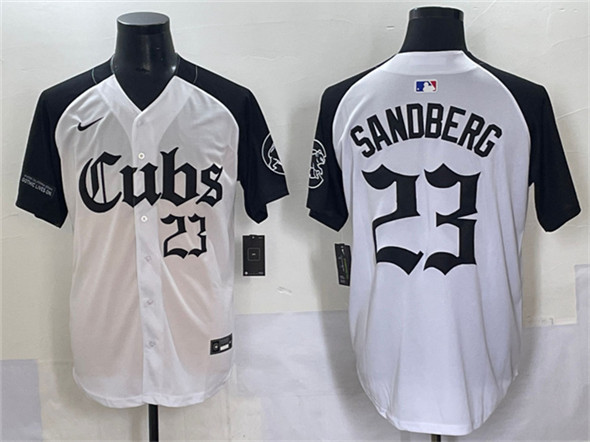 Chicago Cubs #23 Ryne Sandberg White Black 'Gothic North Side Edition' Vapor Premier Limited Stitched Baseball Jersey