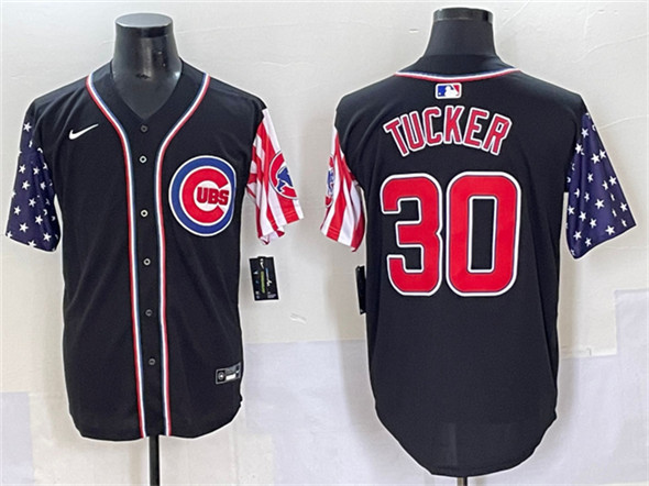 Chicago Cubs #30 Kyle Tucker Black 2025 Independence Day Vapor Premier Limited Stitched Baseball Jersey