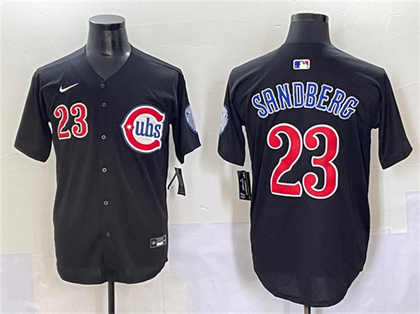Chicago Cubs #23 Ryne Sandberg Black Limited Stitched Baseball Jersey