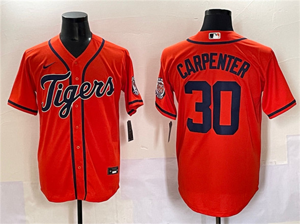 Detroit Tigers #30 Kerry Carpenter Orange With Patch Cool Base Stitched Baseball Jersey