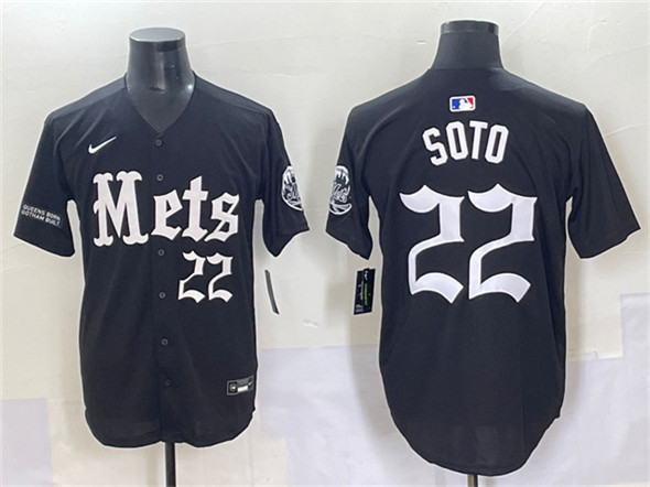New York Mets #22 Juan Soto Black 'Gotham Gothic Edition' Vapor Premier Limited Stitched Baseball Jersey