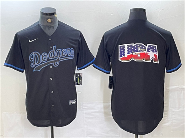 Los Angeles Dodgers Team Big Logo Black Fashion Stitched Baseball Jerseys