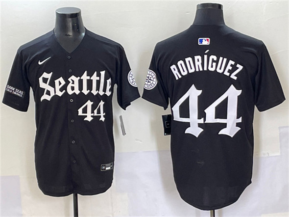 Seattle Mariners #44 Julio Rodr??guez Black 'Deep Sea Gothic Edition' Vapor Premier Limited Stitched Baseball Jersey