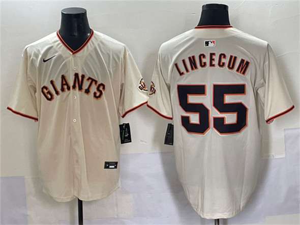 San Francisco Giants #55 Tim Lincecum Cream 2024 Home Limited Stitched Baseball Jersey