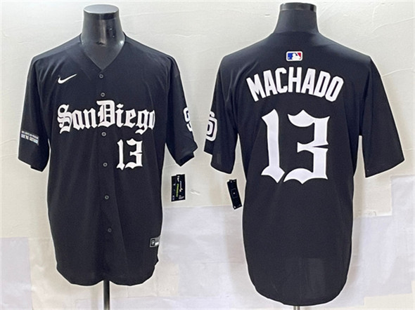 San Diego Padres #13 Manny Machado Black Gothic Edition Vapor Limited Stitched Baseball Jersey