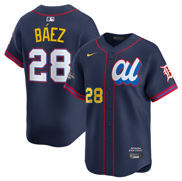 American League #28 Javier Baez Navy 2025 All-Star Edition Limited Stitched Baseball Jersey