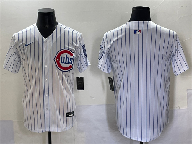 Chicago Cubs Blank White Pinstripe 2nd Alternate Limited Stitched Baseball Jersey
