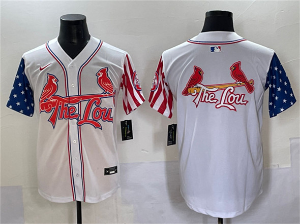 St. Louis Cardinals Team Big Logo White Independence Day Vapor Premier Limited Stitched Baseball Jersey