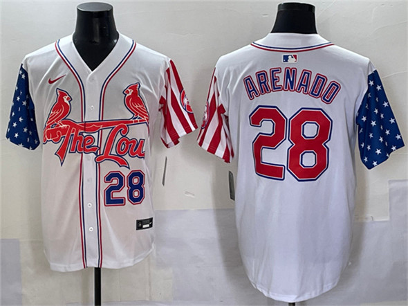 St. Louis Cardinals #28 Nolan Arenado White Independence Day Vapor Premier Limited Stitched Baseball Jersey