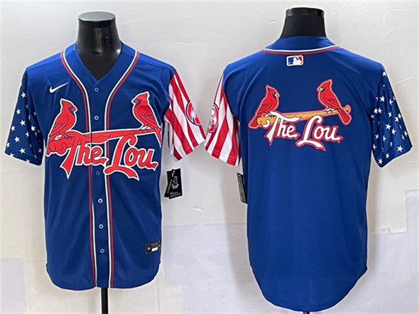 St. Louis Cardinals Team Big Logo Royal Independence Day Vapor Premier Limited Stitched Baseball Jerseys
