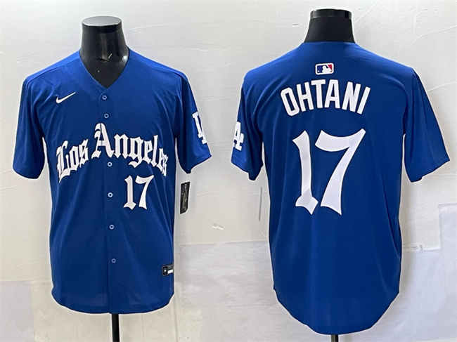 Los Angeles Dodgers #17 Shohei Ohtani Blue 2025 LA Gothic Style With Fernando Patch Vapor Premier Limited Stitched Baseball Jersey