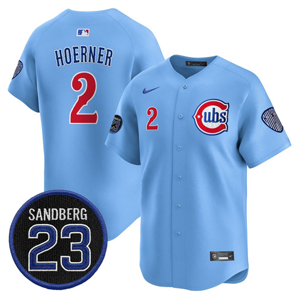 Chicago Cubs #2 Nico Hoerner Blue 'Ryne Sandberg Tribute' Vapor Limited V2 Stitched Baseball Jersey
