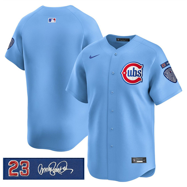 Chicago Cubs Blank Blue 'Ryne Sandberg Tribute' Vapor Limited V3 Stitched Baseball Jersey