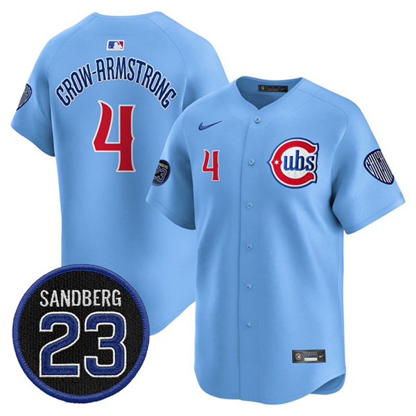 Chicago Cubs #4 Pete Crow-Armstrong Blue 'Ryne Sandberg Tribute' Vapor Limited V2 Stitched Baseball Jersey