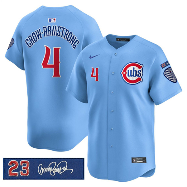 Chicago Cubs #4 Pete Crow-Armstrong Blue 'Ryne Sandberg Tribute' Vapor Limited V3 Stitched Baseball Jersey