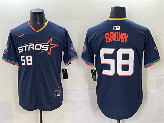 Houston Astros #58 Hunter Brown Navy 2025 City Connect Limited Stitched Baseball Jersey