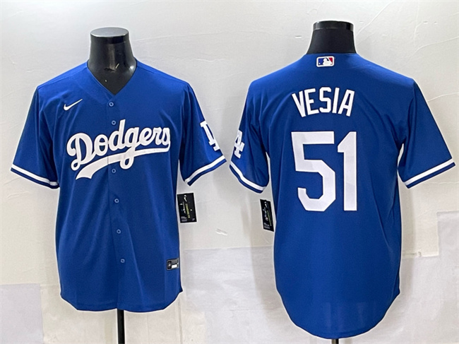 Los Angeles Dodgers #51 Alex Vesia Blue Cool Base Stitched Baseball Jersey