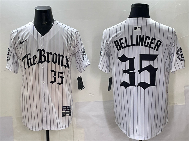 New York Yankees #35 Cody Bellinger White Pinstripe 'Gothic Legacy Edition' Vapor Premier Limited Stitched Baseball Jersey