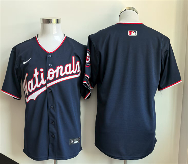 Washington Nationals Blank Navy Stitched Baseball Jersey