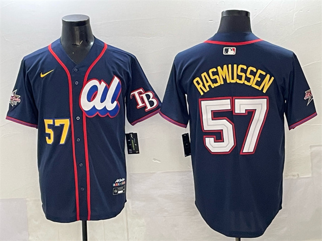American League #57 Drew Rasmussen Navy 2025 All-Star Edition Limited Stitched Baseball Jersey