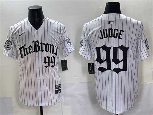 New York Yankees #99 Aaron Judge White Pinstripe 'Gothic Legacy Edition' Vapor Premier Limited Stitched Baseball Jersey