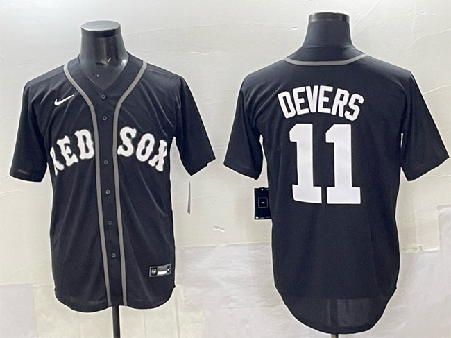 Boston Red Sox #11 Rafael Devers Black Lights Out Limited Stitched Baseball Jersey