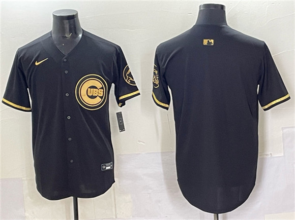Chicago Cubs Blank Black Gold Limited Stitched Baseball Jersey