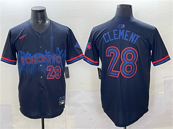 Toronto Blue Jays #28 Ernie Clement Navy 2024 City Connect Limited Stitched Baseball Jersey