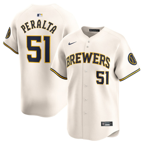 Milwaukee Brewers #51 Freddy Peralta Cream Limited Stitched Baseball Jersey