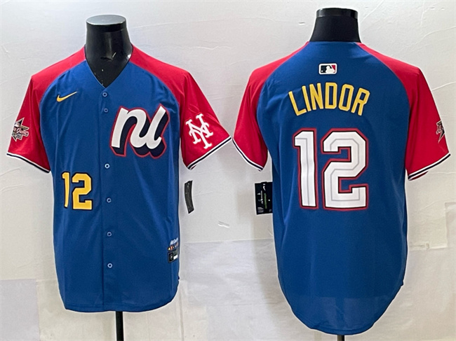 National League #12 Francisco Lindor Blue Red Alternate 2025 All-Star Edition Limited Stitched Baseball Jersey