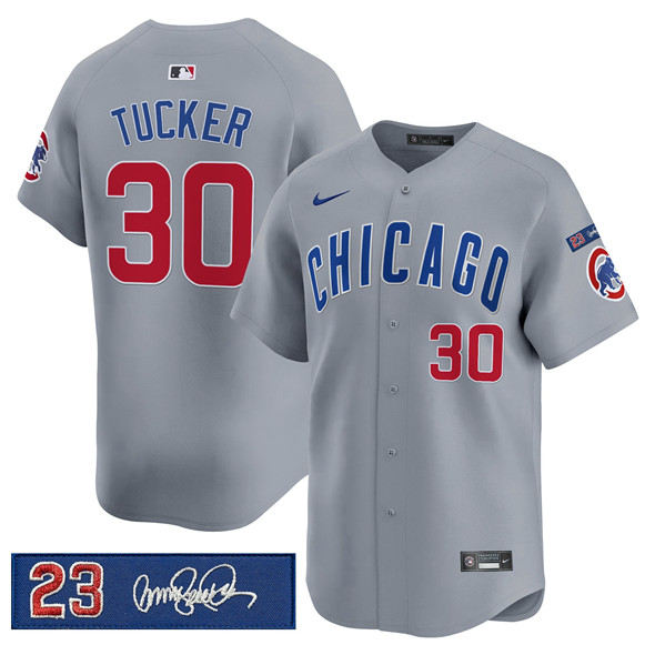 Chicago Cubs #30 Kyle Tucker Gray 'Ryne Sandberg Tribute' Vapor Limited V3 Stitched Baseball Jersey