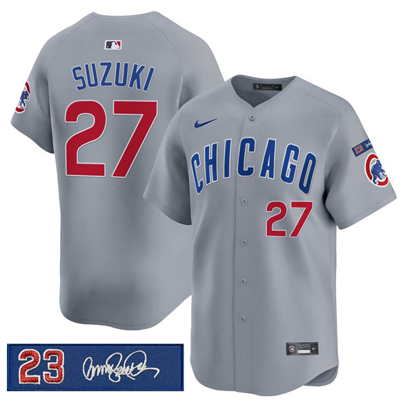 Chicago Cubs #27 Seiya Suzuki Gray 'Ryne Sandberg Tribute' Vapor Limited V3 Stitched Baseball Jersey