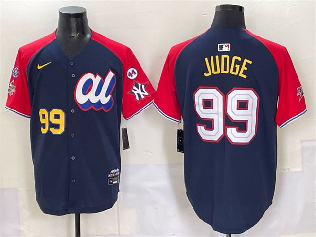 American League #99 Aaron Judge Navy Red Alternate 2025 All-Star With Patch Edition Limited Stitched Baseball Jersey