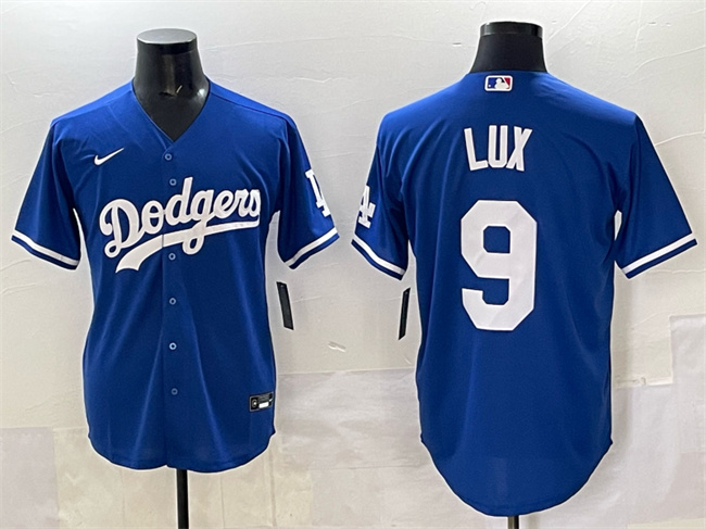 Los Angeles Dodgers #9 Gavin Lux Blue Cool Base Stitched Baseball Jersey