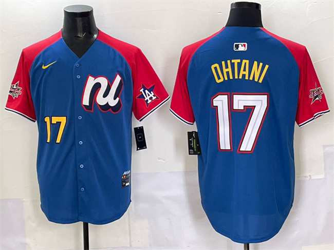 National League #17 Shohei Ohtani Blue Red Alternate 2025 All-Star Edition Limited Stitched Baseball Jersey