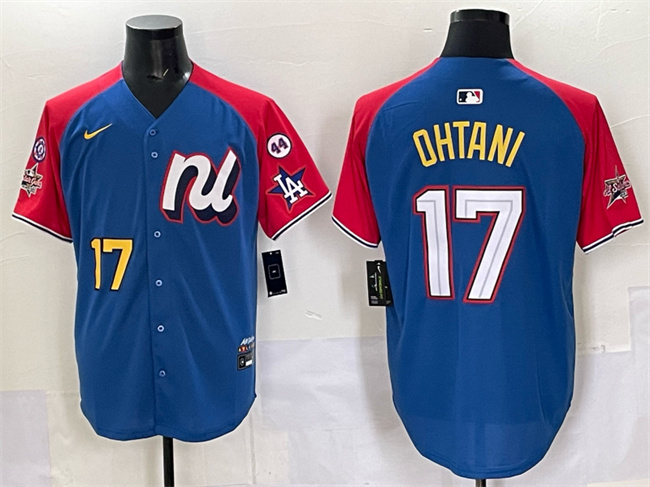 National League #17 Shohei Ohtani Blue Red Alternate 2025 All-Star With Patch Edition Limited Stitched Baseball Jersey