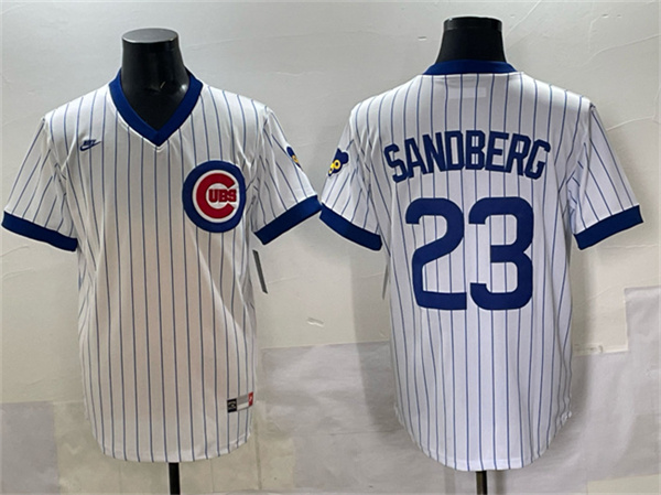 Chicago Cubs #23 Ryne Sandberg White Throwback Stitched Baseball Jersey