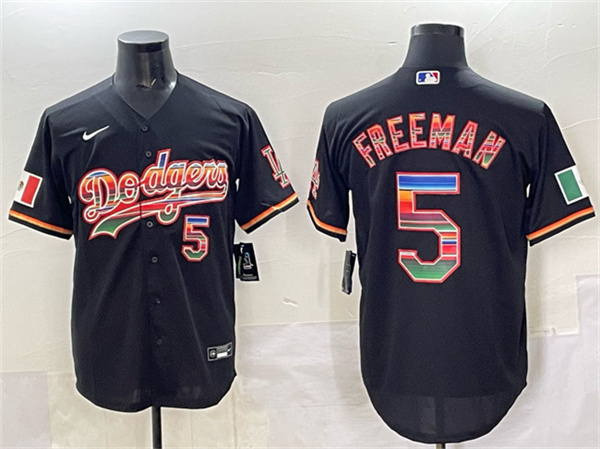 Los Angeles Dodgers #5 Freddie Freeman Black Mexico Cool Base Stitched Baseball Jersey