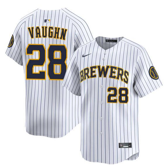 Milwaukee Brewers #28 Andrew Vaughn White Alternate Limited Stitched Baseball Jersey