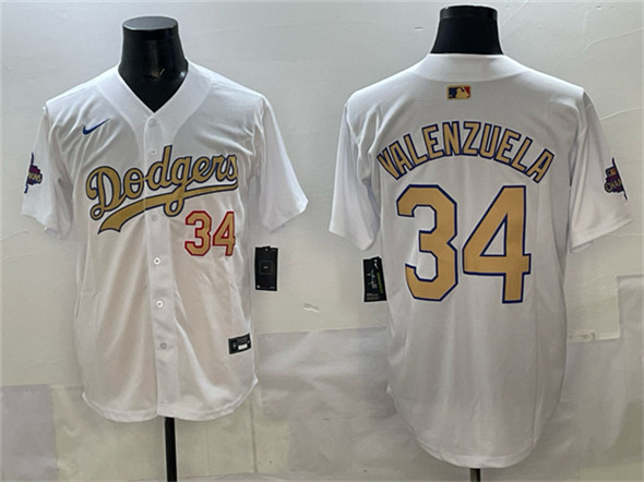 Los Angeles Dodgers #34 Toro Valenzuela White 2025 Gold Collection Limited Stitched Baseball Jersey