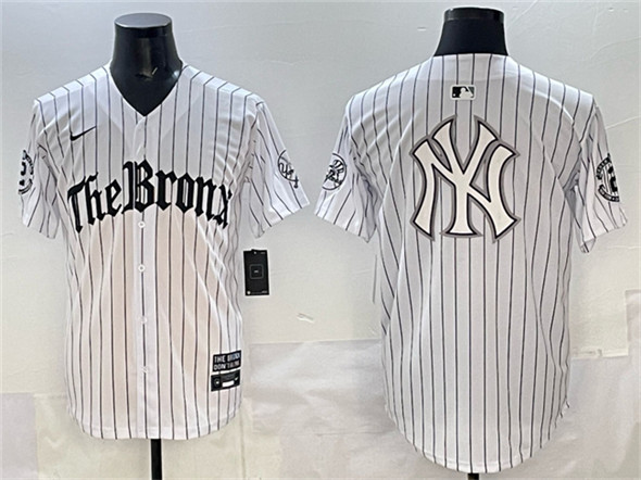 New York Yankees Team Big Logo White Pinstripe 'Gothic Legacy Edition' Vapor Premier Limited Stitched Baseball Jersey