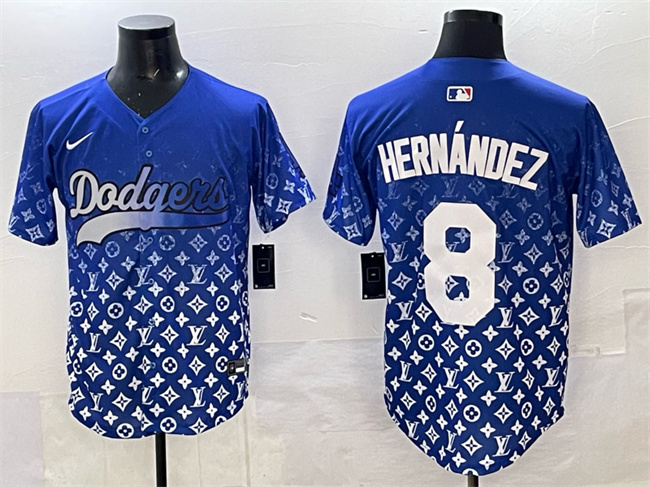 Los Angeles Dodgers #8 Enrique Hern??ndez Blue Limited Stitched Baseball Jersey