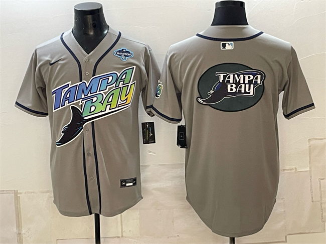 Tampa Bay Rays Team Big Logo Gray 2026 AL East Champions Patch Vapor Limited Stitched Baseball Jersey