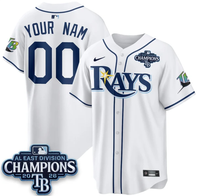 Tampa Bay Rays ACTIVE PLAYER Custom White 2026 AL East Champions Patch Limited Stitched Baseball Jersey