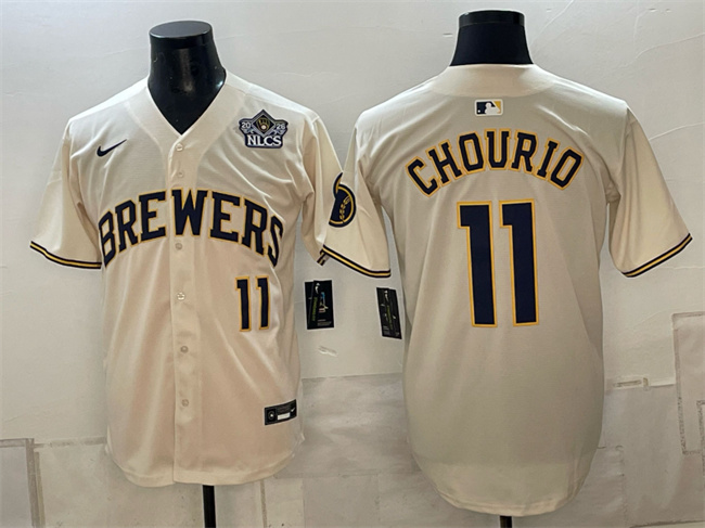Milwaukee Brewers #11 Jackson Chourio Cream 2026 NLCS Patch Stitched Baseball Jersey