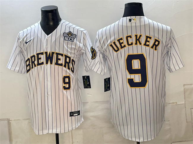 Milwaukee Brewers #9 Bob Uecker White 2026 NLCS Patch Stitched Baseball Jersey