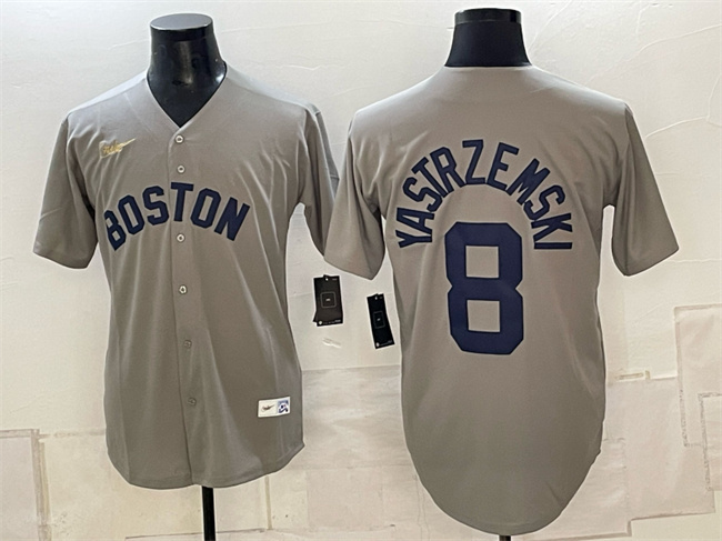 Boston Red Sox #8 Carl Yastrzemski Grey Cooperstown Collection Limited Stitched Baseball Jersey Boston Red Sox #8 Carl Yastrzemski Grey Cooperstown Collection Limited Stitched Baseball Jersey