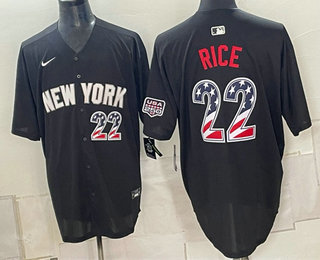 New York Yankees #22 Ben Rice Black USA 250 Fourth of July Stadium Stitched Jersey New York Yankees #22 Ben Rice Black USA 250 Fourth of July Stadium Stitched Jersey