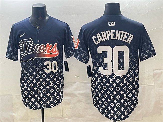Detroit Tigers #30 Kerry Carpenter Navy With Patch Vapor Premier Limited Stitched Baseball Jersey